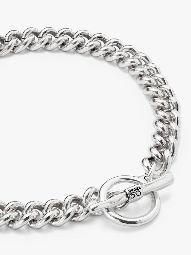 UNOde50 Electric Bearded Chain T-Bar Necklace, Silver