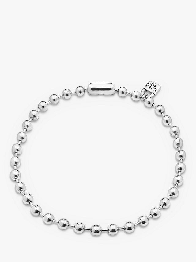 UNOde50 Copito De Nieve Large Bead Chain Necklace, Silver
