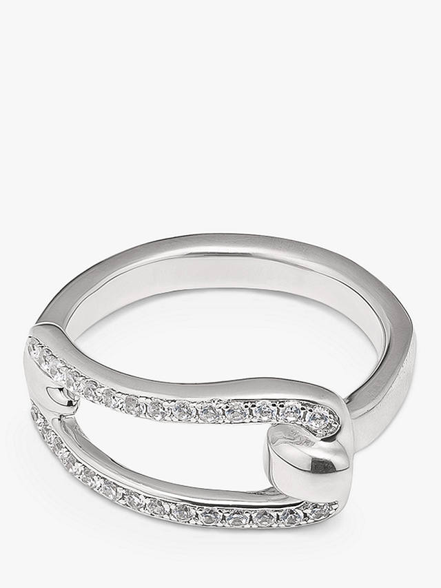 UNOde50 Prosperity Topaz Link Design Ring, Silver