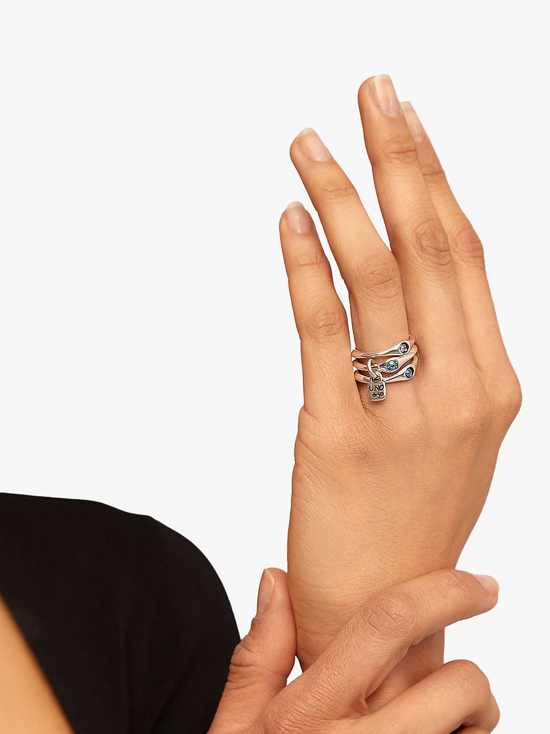 Buy UNOde50 Happy Swarovski Crystal Stacking Ring Set, Silver Online at johnlewis.com