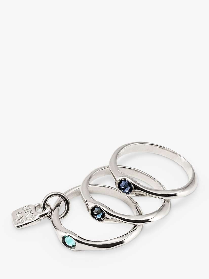 Buy UNOde50 Happy Swarovski Crystal Stacking Ring Set, Silver Online at johnlewis.com