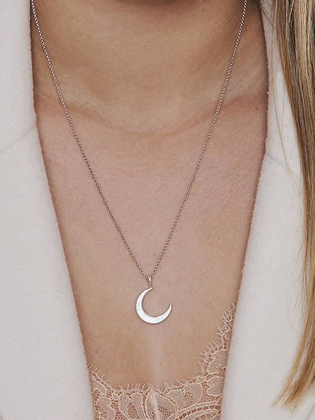 Dinny Hall Moon Charm Mother Of Pearl Pendant Necklace, Silver