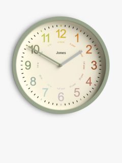 Jones Clocks Kids' Analogue Wall Clock, 25cm, Desert Sage