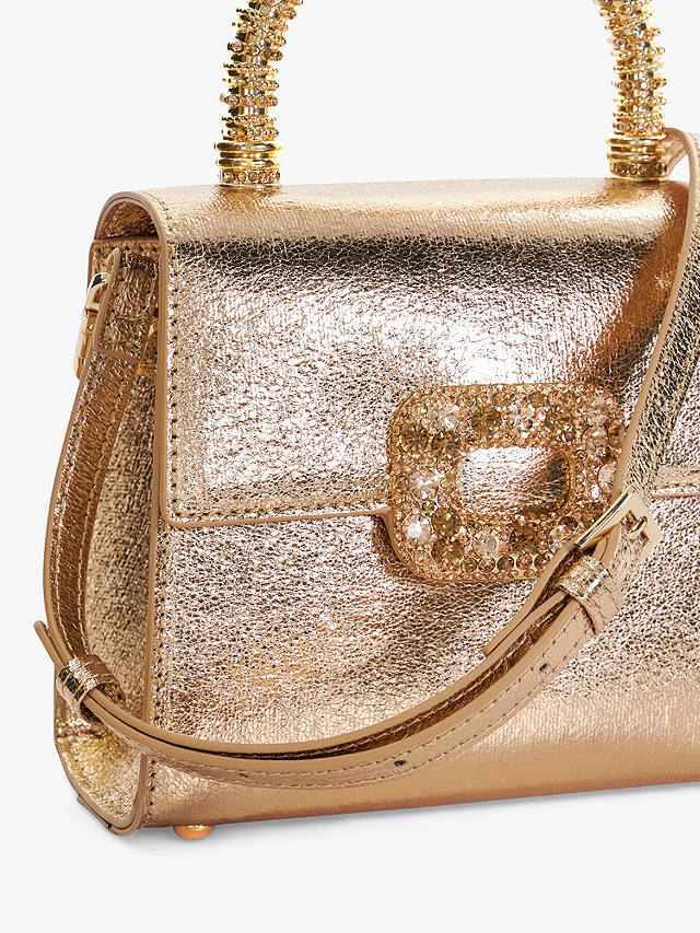 Dune Bolenna Embellished Top Handle Clutch Bag, Rose Gold