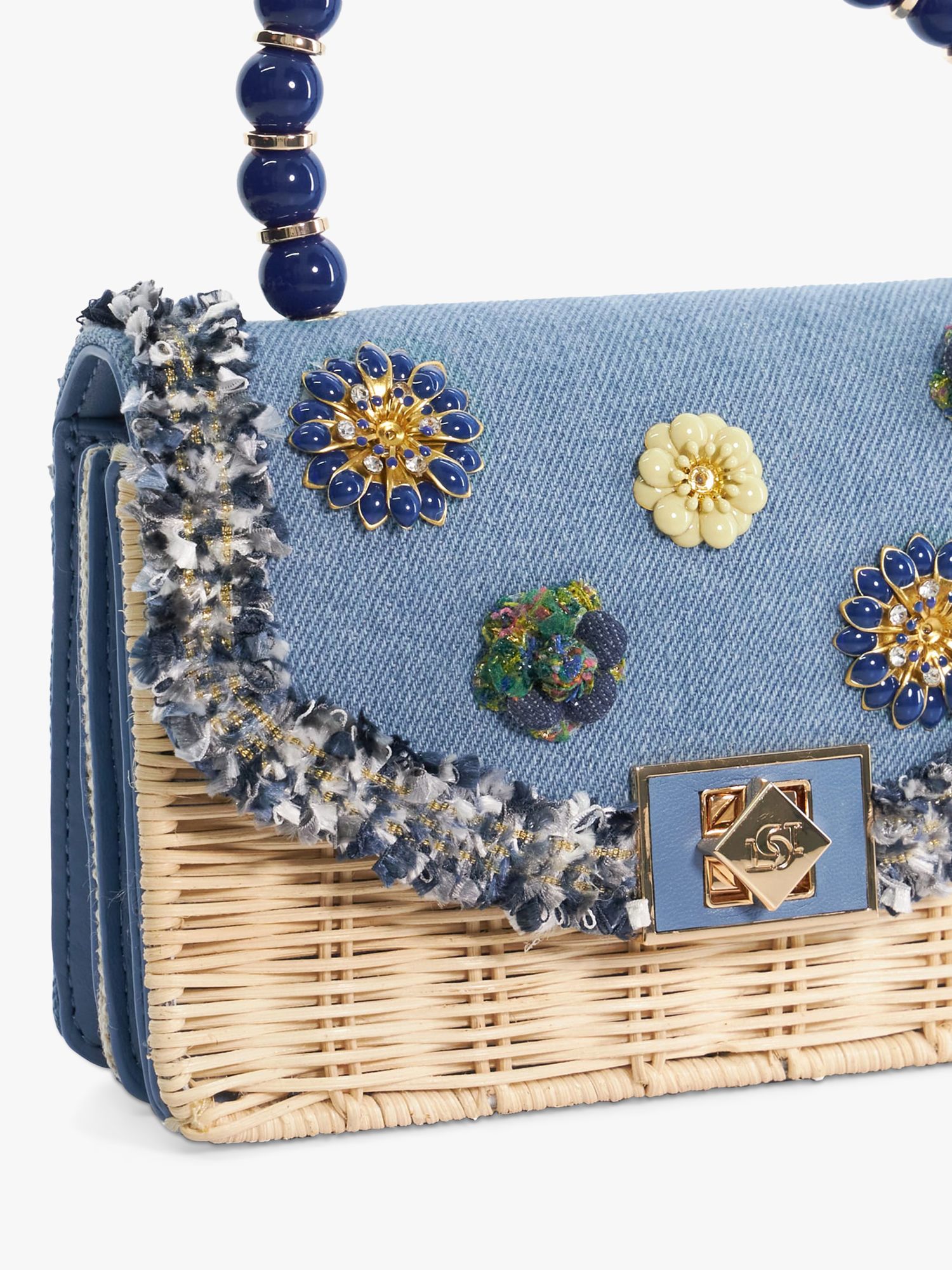 Dune Blooms Floral Denim Handbag, Blue/Multi