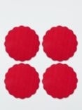 John Lewis Scallop Felt Placemat & Coaster, Set of 4, Red