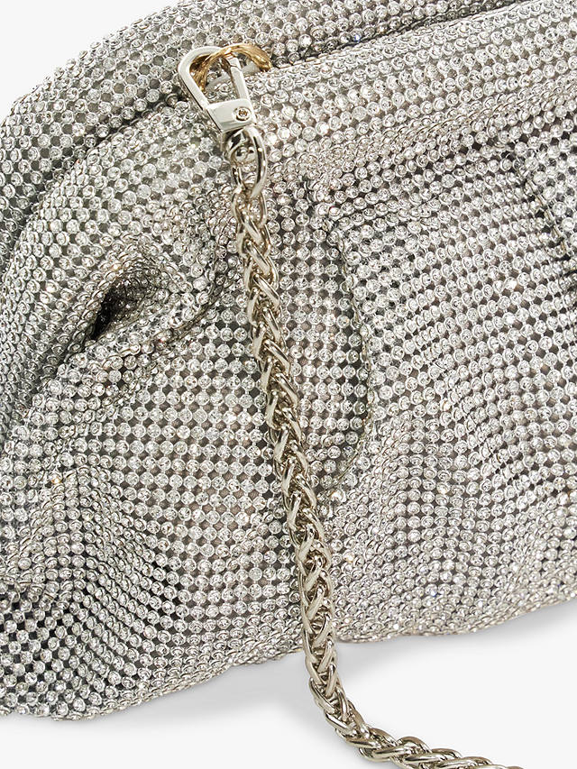 Dune Elegent Embellished Clutch Bag, Silver