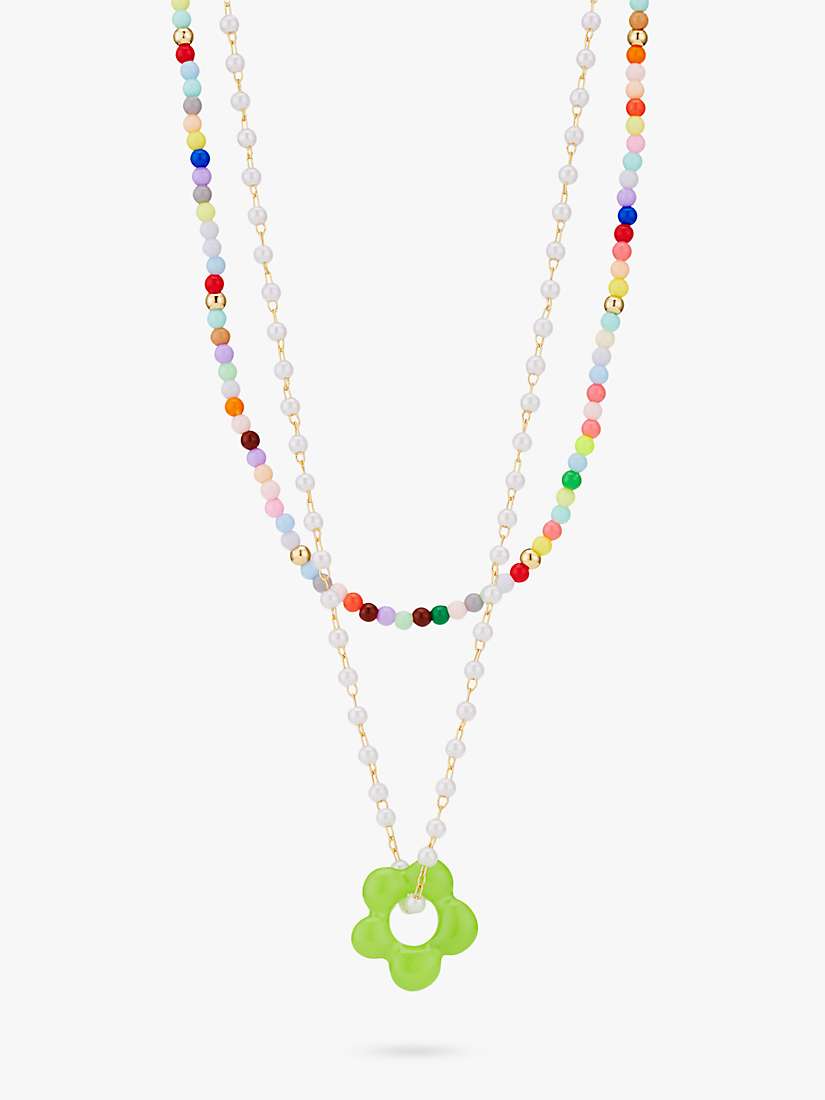 Buy Stych Kids' Two Row Beaded Flower Necklace, Multi Online at johnlewis.com