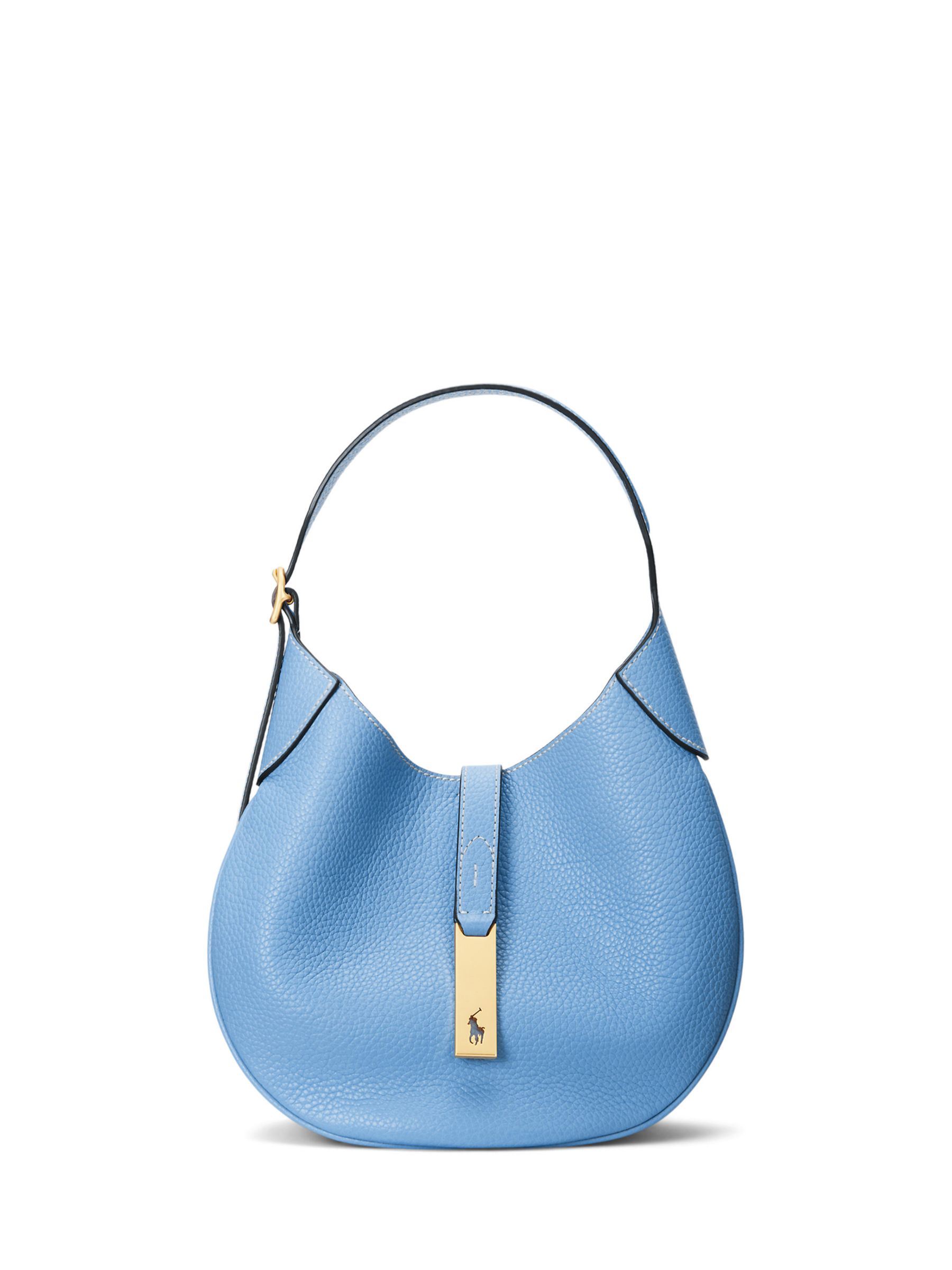Buy Polo Ralph Lauren ID Small Leather Shoulder Bag, Azure Blue Online at johnlewis.com