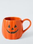 John Lewis Halloween Pumpkin Stoneware Mug, 350ml, Orange