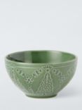 John Lewis Christmas Tree Debossed Stoneware Bowl, 10cm, Green