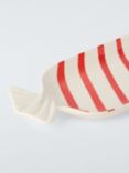 John Lewis Striped Sweet Stoneware Dish, 35cm, Red/White