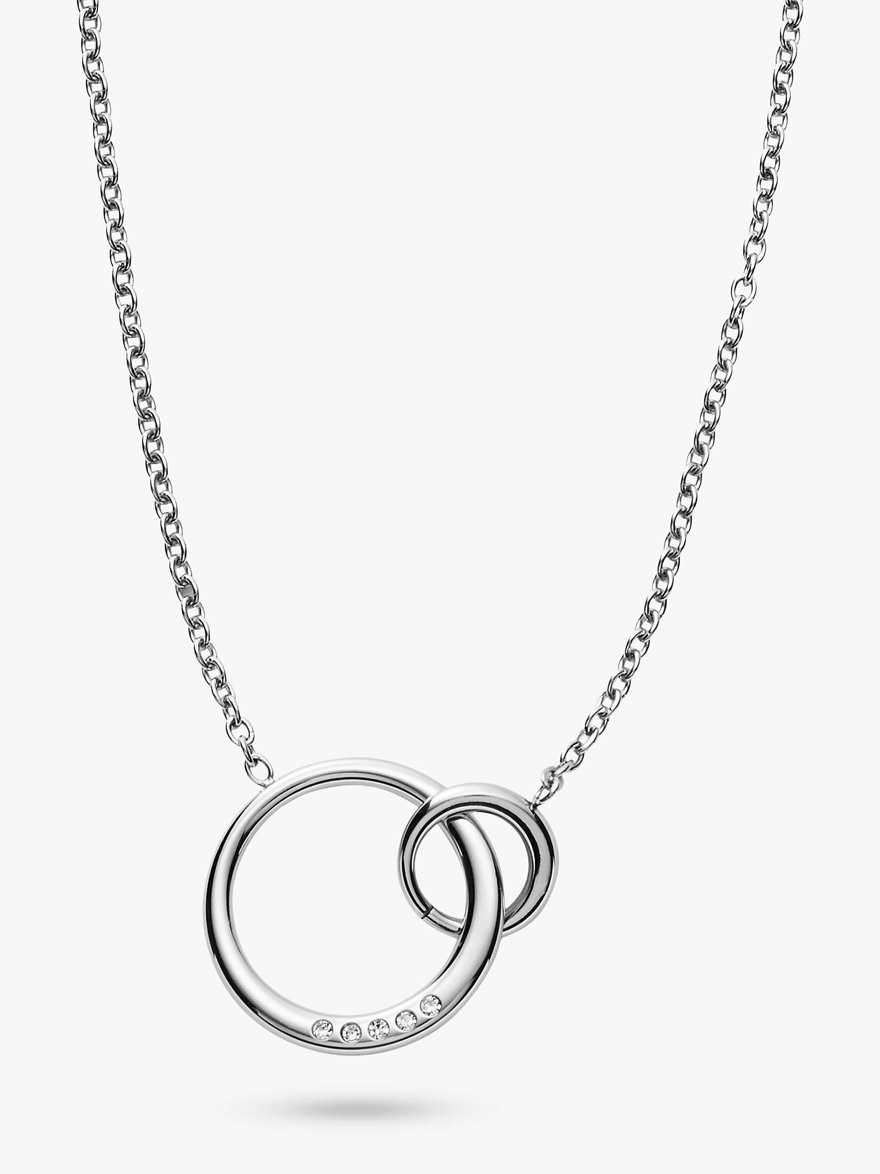 Buy Skagen Crystal Interlocking Circle Pendant Necklace, Silver Online at johnlewis.com