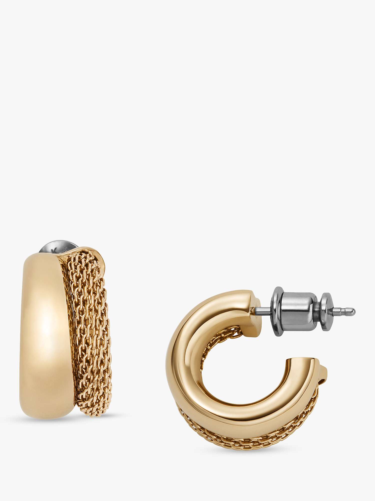 Buy Skagen Textured Huggie Hoop Earrings, Gold Online at johnlewis.com