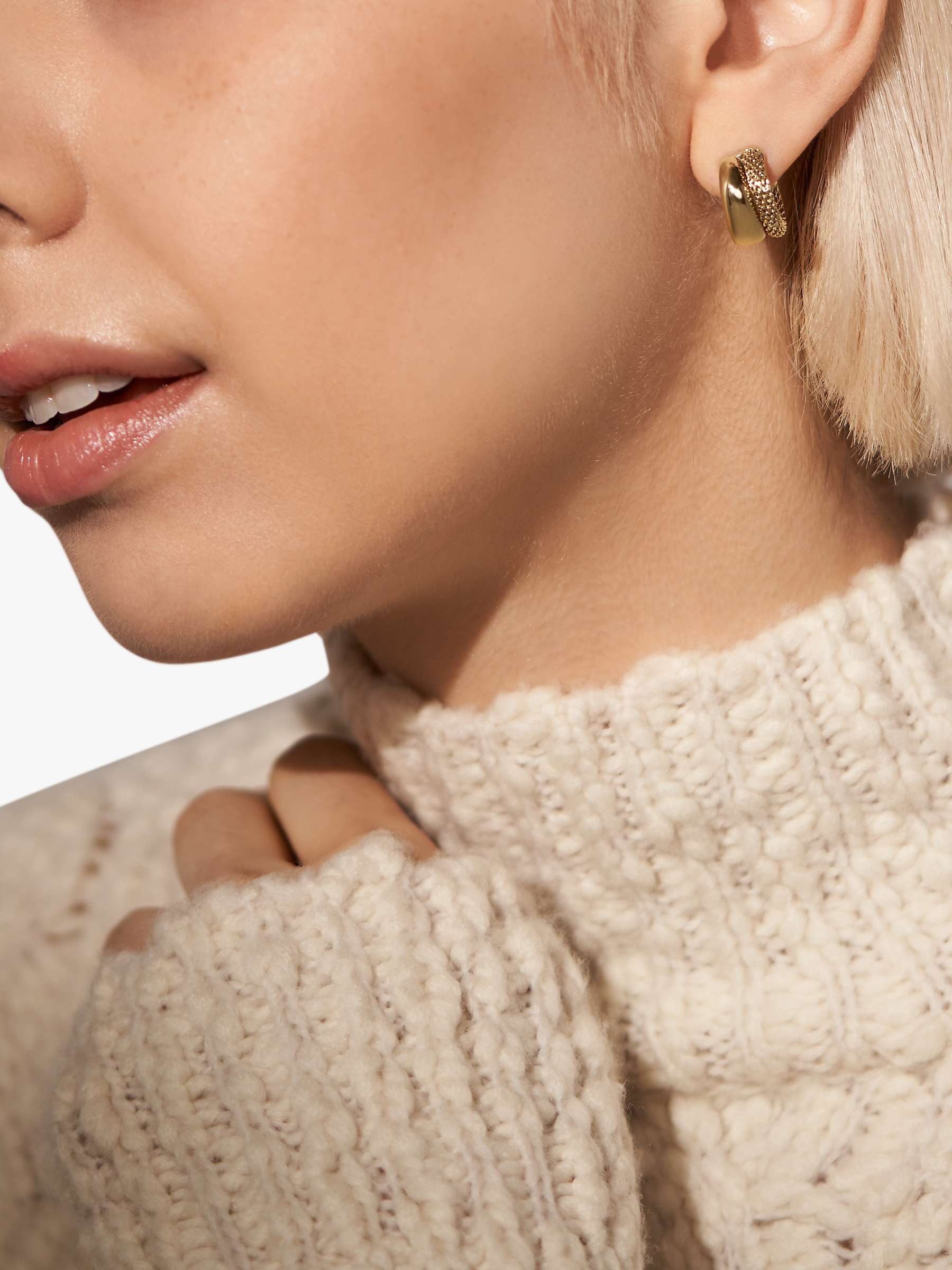 Buy Skagen Textured Huggie Hoop Earrings, Gold Online at johnlewis.com