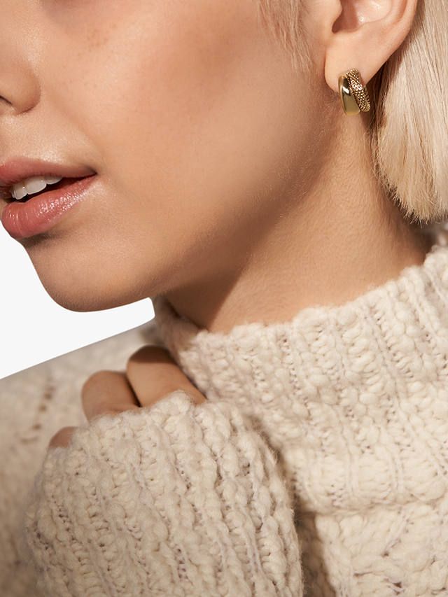 Skagen Textured Huggie Hoop Earrings, Gold