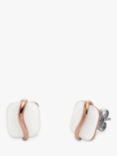 Skagen Wave Glass Stud Earrings, Rose Gold/White
