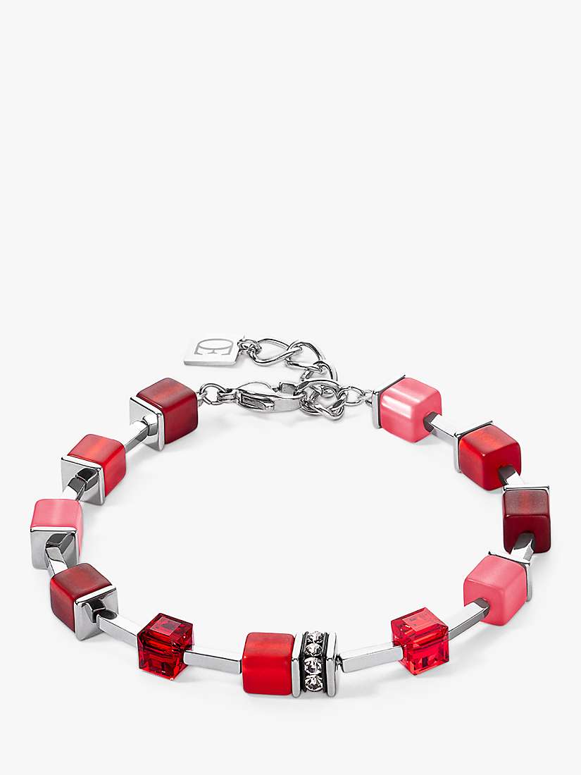 Buy COEUR DE LION Swarovski Crystal Cube Bracelet, Red/Silver Online at johnlewis.com
