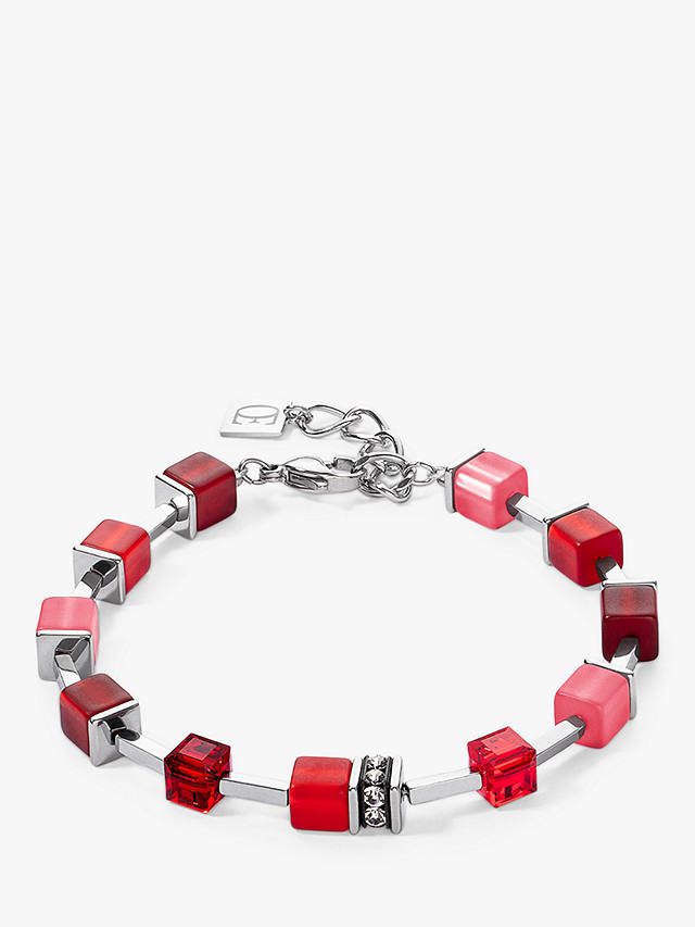 COEUR DE LION Swarovski Crystal Cube Bracelet, Red/Silver