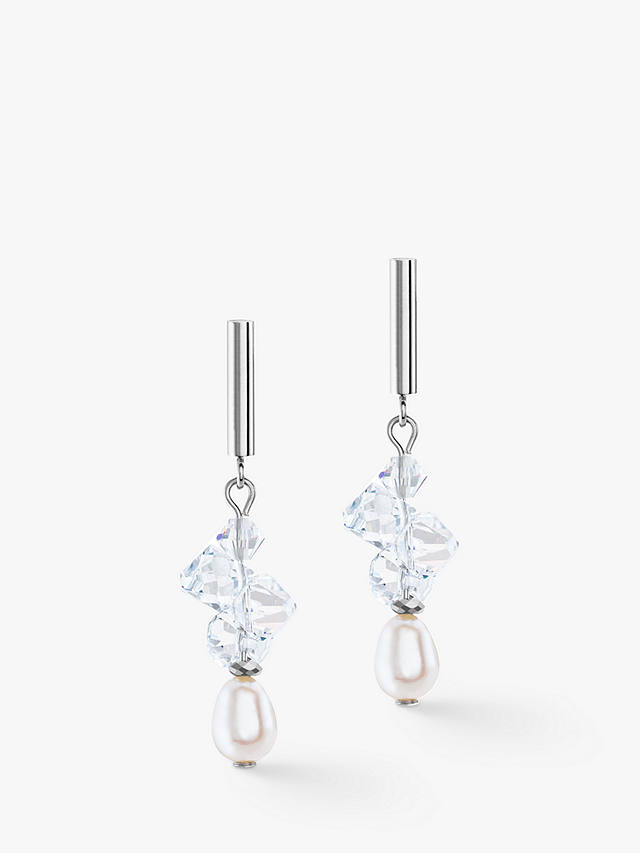 COEUR DE LION Swarovski Crystal Drop Earrings, Silver