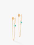 COEUR DE LION Swarovski Crystal Chain Drop Earrings, Gold/Turquoise