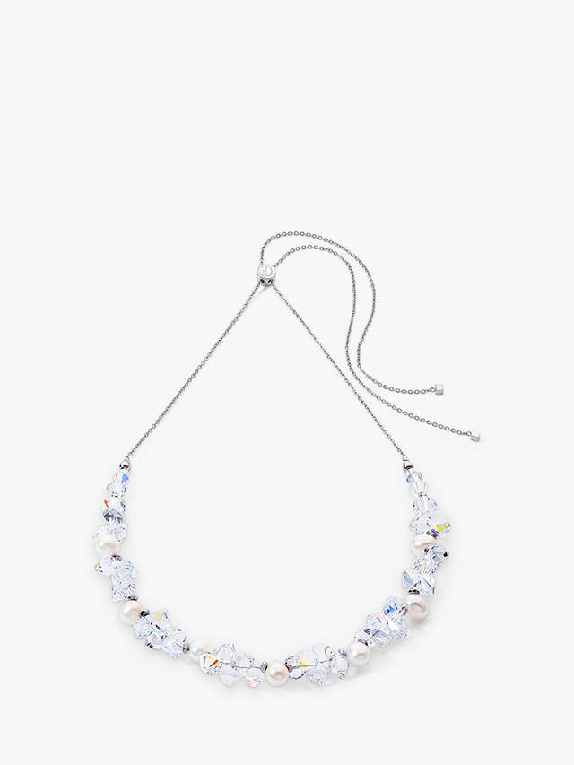 COEUR DE LION Pearl & Crystal Necklace, Silver
