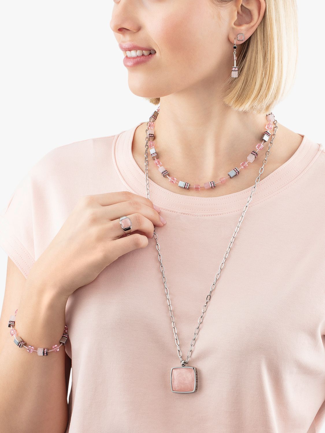Buy COEUR DE LION GeoCUBE® Iconic Precious Necklace, Silver/Rose Online at johnlewis.com