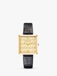 COEUR DE LION Croc Effect Leather Strap Watch, Gold/Black