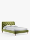 John Lewis Button Back Upholstered Bed Frame, King Size, Deep Velvet Olive