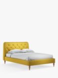 John Lewis Button Back Upholstered Bed Frame, Super King Size, Brushed Tweed Mustard