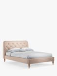 John Lewis Button Back Upholstered Bed Frame, Double, Cotton Effect Pink