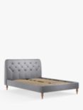 John Lewis Button Back Upholstered Bed Frame, King Size, Brushed Tweed Grey