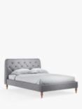 John Lewis Button Back Upholstered Bed Frame, King Size, Brushed Tweed Grey