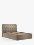 John Lewis Button Back Ottoman Storage Upholstered Bed Frame, Double, Soft Touch Chenille Mole