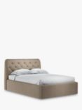 John Lewis Button Back Ottoman Storage Upholstered Bed Frame, Double, Soft Touch Chenille Mole