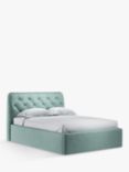 John Lewis Button Back Ottoman Storage Upholstered Bed Frame, King Size, Deep Velvet Eau De Nil