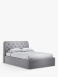 John Lewis Button Back Ottoman Storage Upholstered Bed Frame, Double, Brushed Tweed Grey
