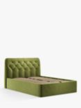 John Lewis Button Back Ottoman Storage Upholstered Bed Frame, Super King Size, Deep Velvet Olive