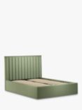John Lewis Fluted Ottoman Storage Upholstered Bed Frame, Super King Size, Relaxed Linen Sage Green