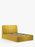 John Lewis Button Back Ottoman Storage Upholstered Bed Frame, Double, Brushed Tweed Mustard