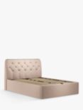 John Lewis Button Back Ottoman Storage Upholstered Bed Frame, Double, Cotton Effect Pink