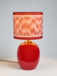 John Lewis X Collagerie Ikat Stripe Print Small Faceted Ceramic Table Lamp, Red