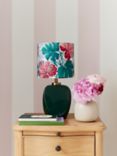 John Lewis X Collagerie Geranium Print Small Faceted Ceramic Table Lamp, Green