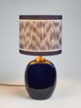 John Lewis X Collagerie Ikat Stripe Print Small Faceted Ceramic Table Lamp, Blue