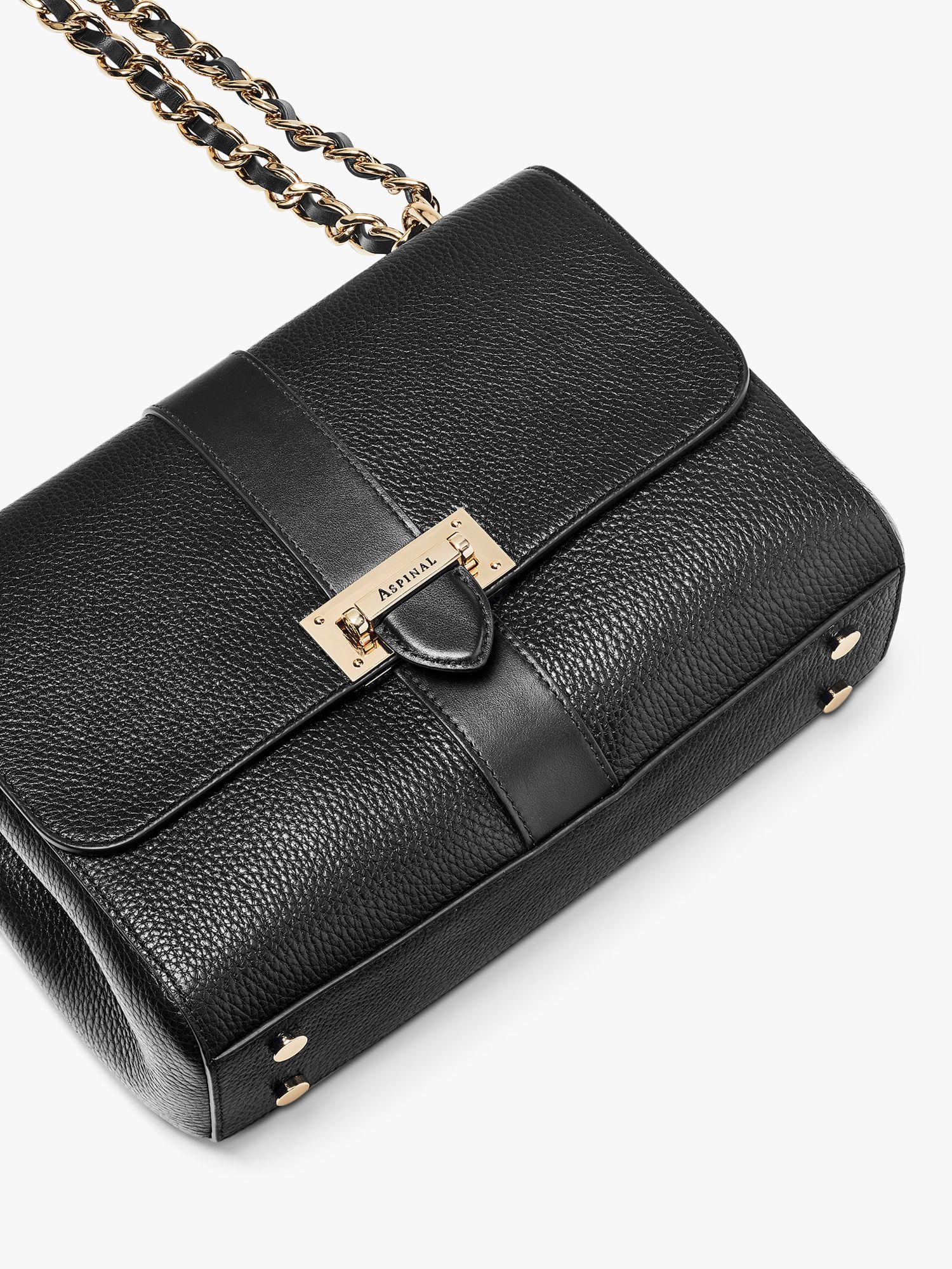 Aspinal of London Lottie Large Pebble Leather Shoulder Bag, Black at ...