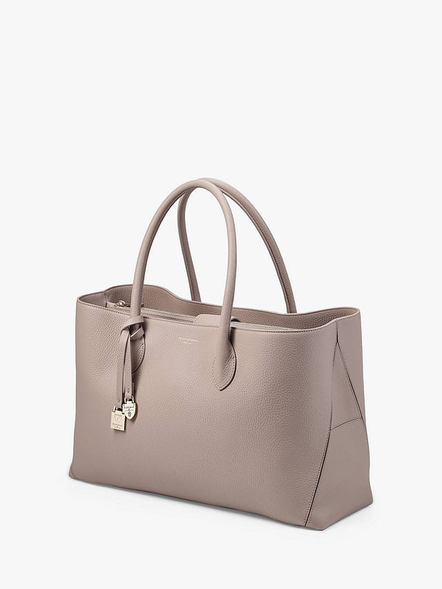 Aspinal of London Large London Pebble Leather Tote Bag, Soft Taupe
