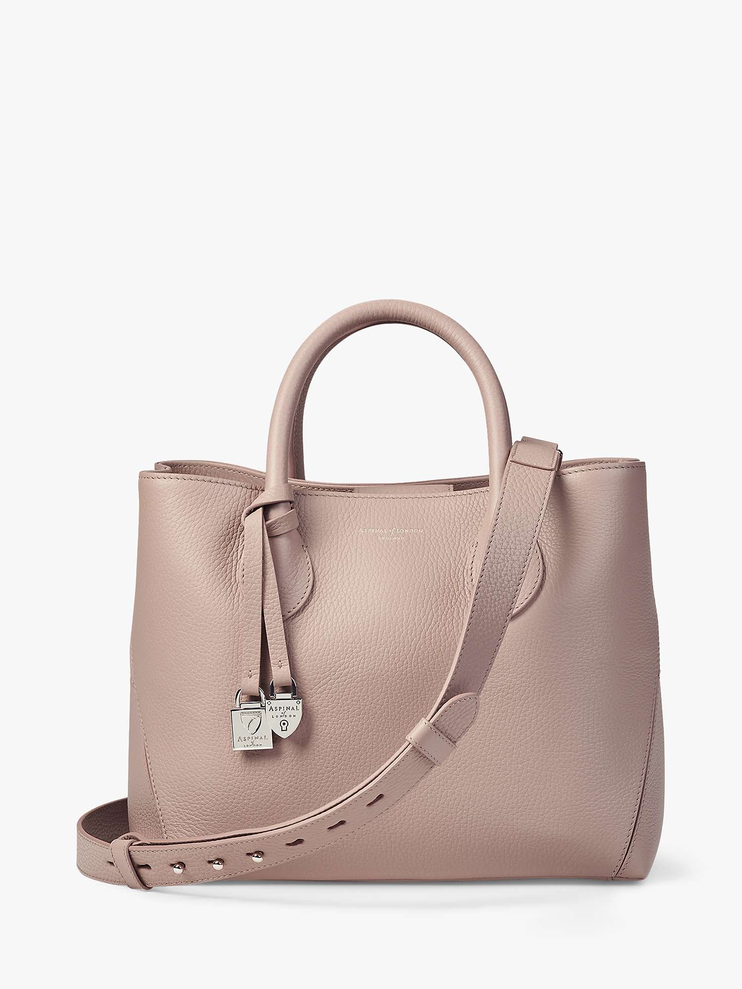 Buy Aspinal of London Midi London Leather Tote Bag, Soft Taupe Online at johnlewis.com