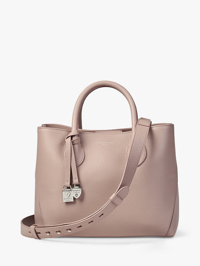 Aspinal of London Midi London Leather Tote Bag, Soft Taupe