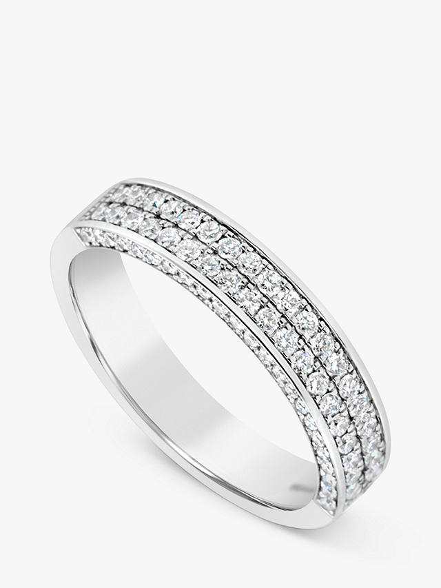 Milton & Humble Jewellery Second Hand Brown & Newrith 18ct White Gold Double Row Diamond Half Eternity Ring