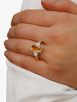 Milton & Humble Jewellery Second Hand 18ct Gold Citrine & Diamond Cocktail Ring, Gold/Silver